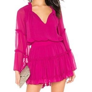 Misa Los Angeles Fusia Long sleeve Flowy Dress